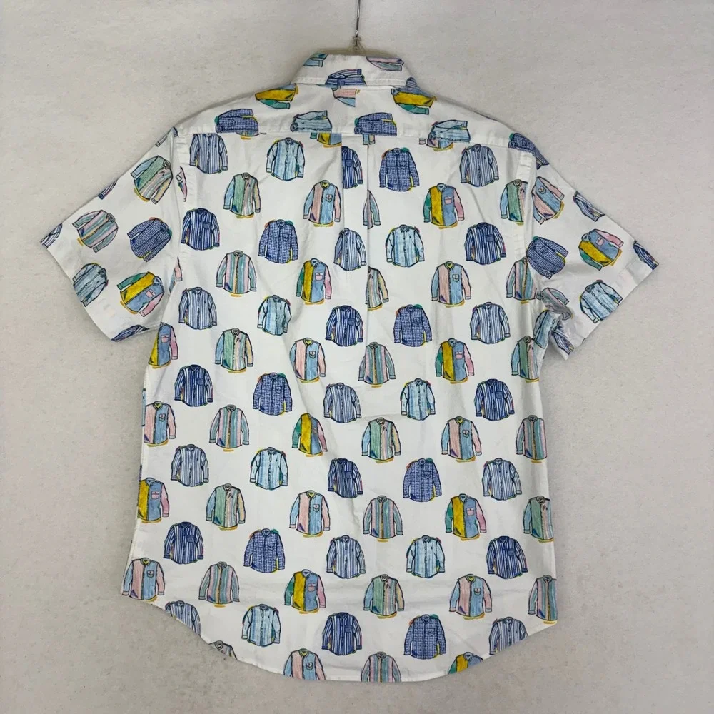 Polo Ralph Lauren Men M White Painterly Shirt Icon Print Short Sleeve Oxford